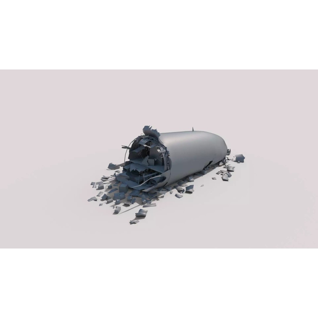 Plane Crash Wreckage 3D Model – Realistic PBR Asset, FBX, OBJ - View 12