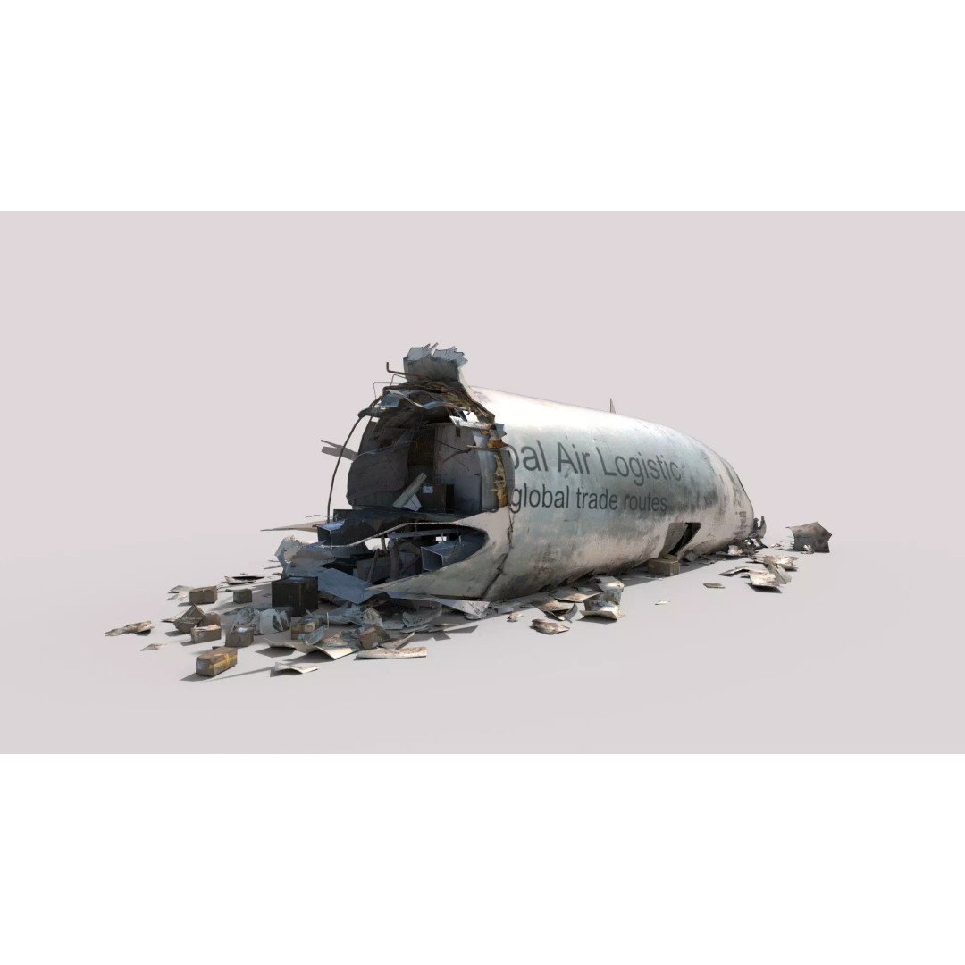 Plane Crash Wreckage 3D Model – Realistic PBR Asset, FBX, OBJ - View 14