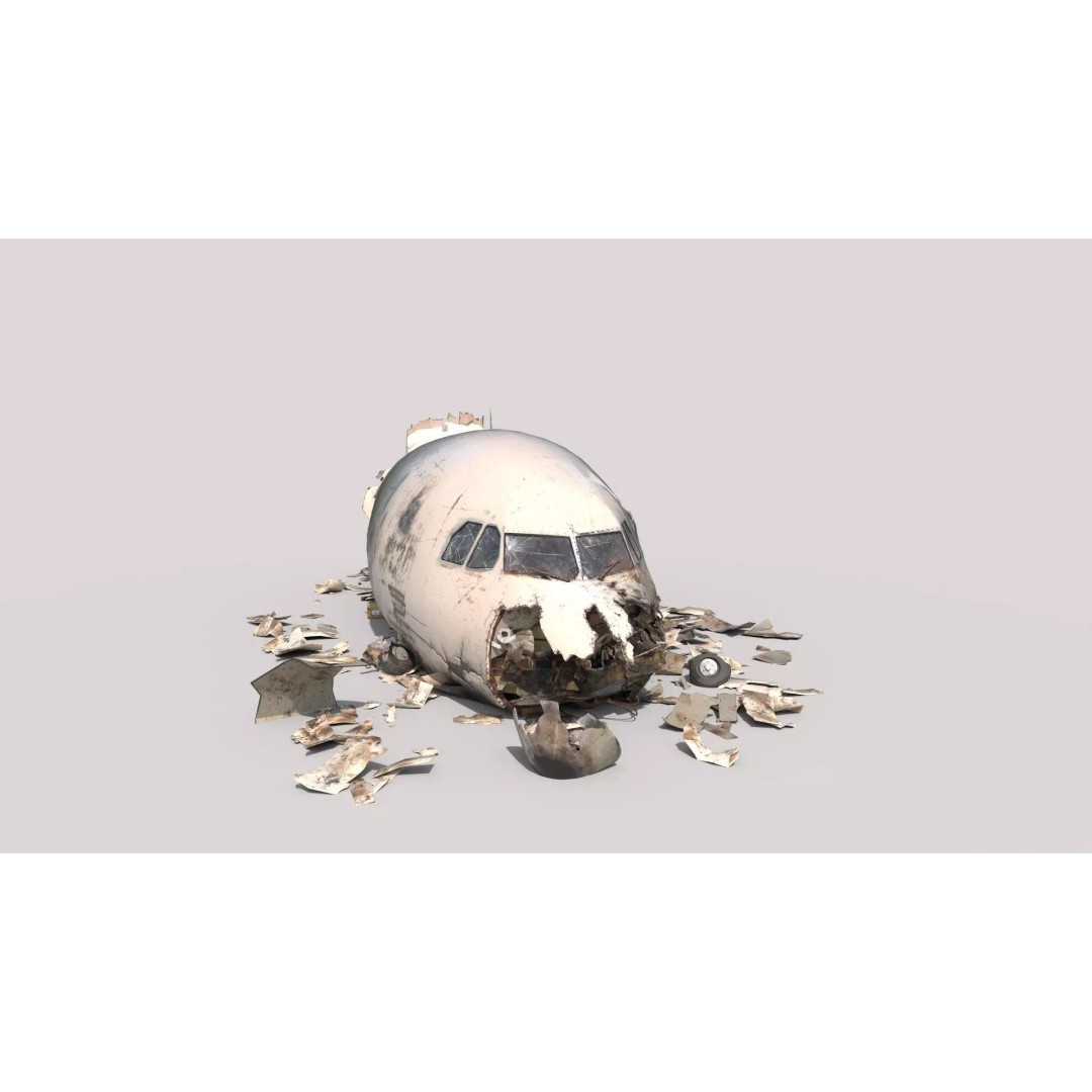 Plane Crash Wreckage 3D Model – Realistic PBR Asset, FBX, OBJ - View 15