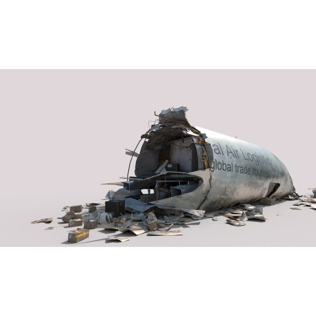 Plane Crash Wreckage 3D Model – Realistic PBR Asset, FBX, OBJ - View 16