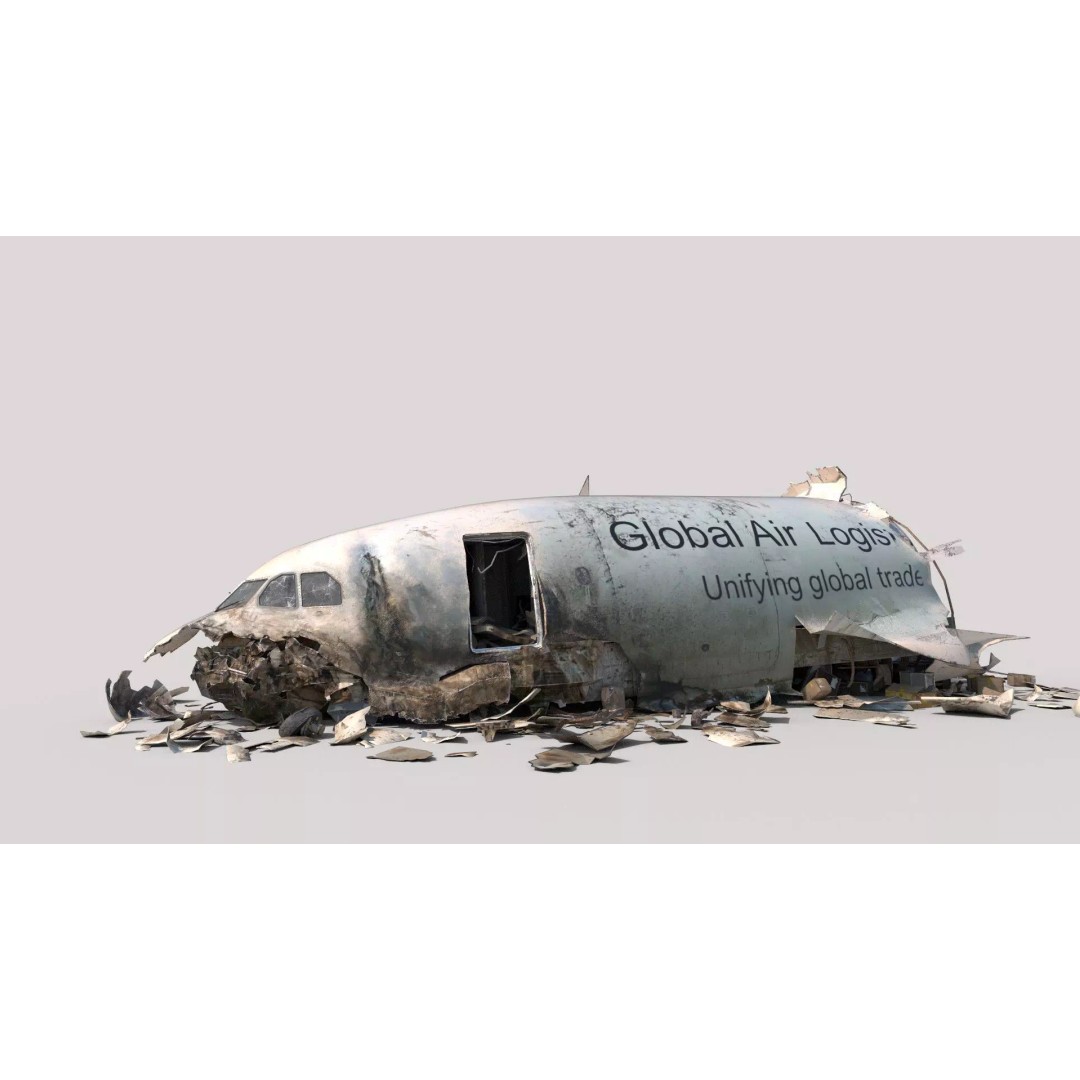Plane Crash Wreckage 3D Model – Realistic PBR Asset, FBX, OBJ - View 17