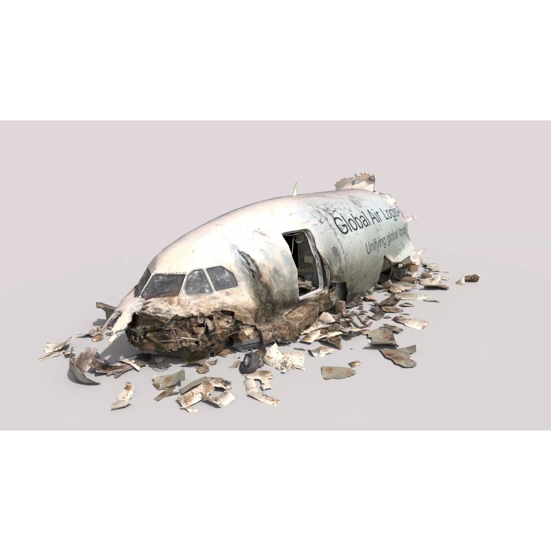 Plane Crash Wreckage 3D Model – Realistic PBR Asset, FBX, OBJ - View 2