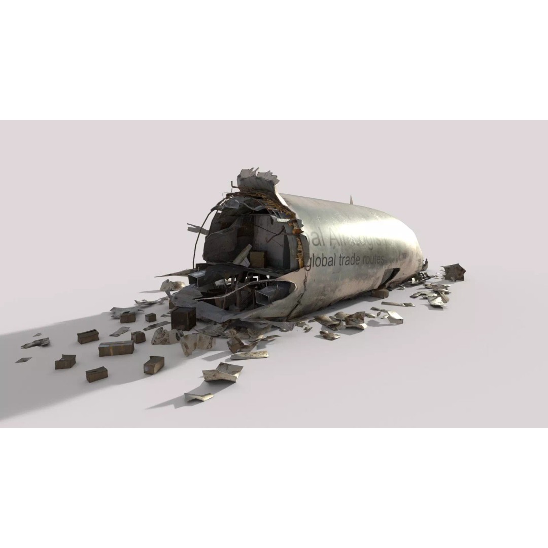 Plane Crash Wreckage 3D Model – Realistic PBR Asset, FBX, OBJ - View 5