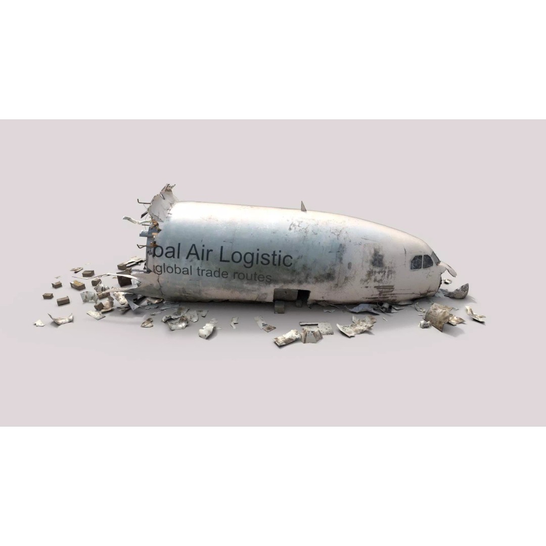 Plane Crash Wreckage 3D Model – Realistic PBR Asset, FBX, OBJ - View 6