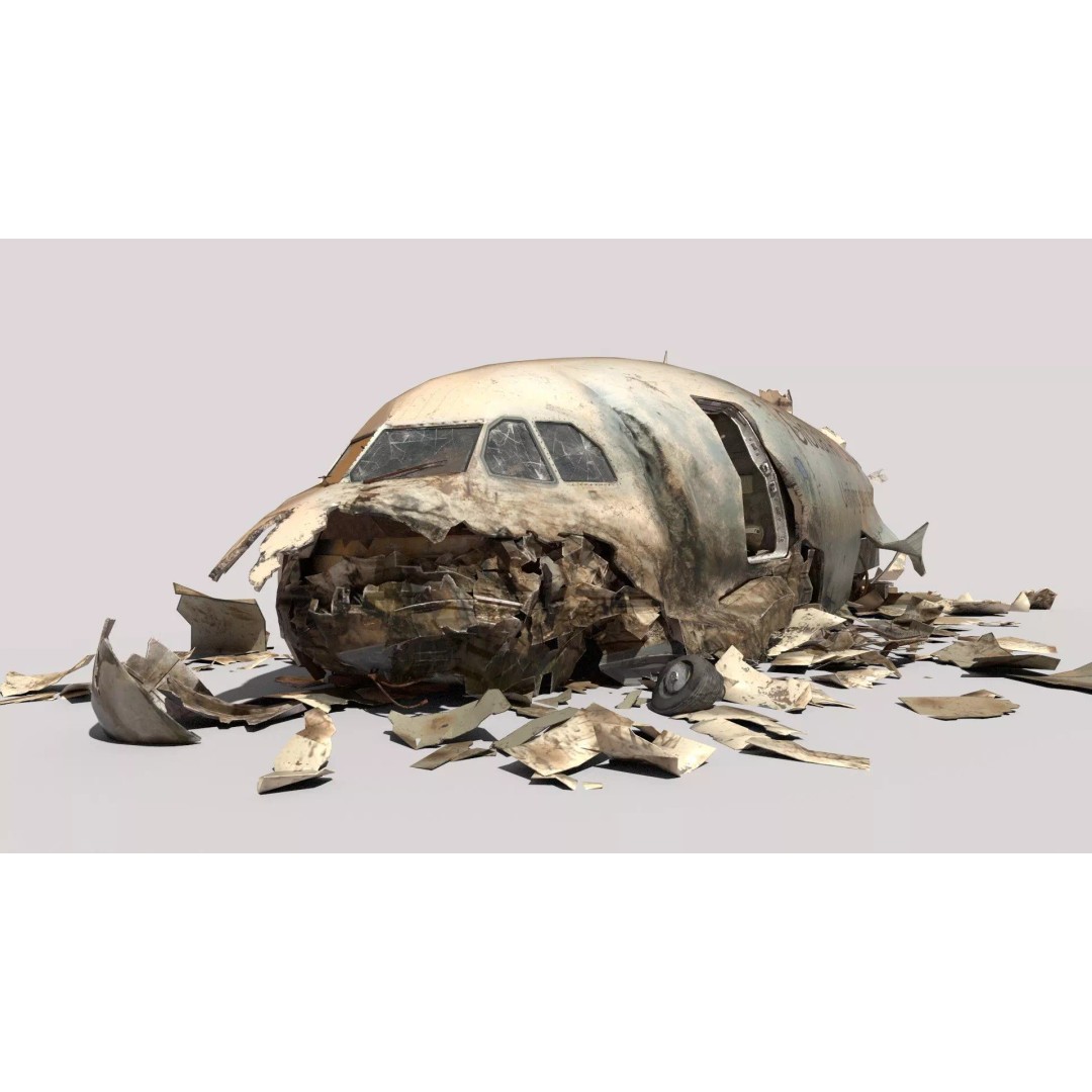 Plane Crash Wreckage 3D Model – Realistic PBR Asset, FBX, OBJ - View 8