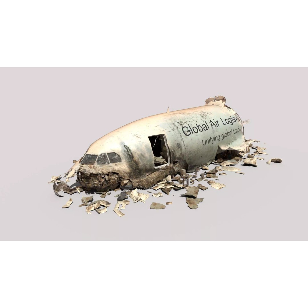 Plane Crash Wreckage 3D Model – Realistic PBR Asset, FBX, OBJ - View 9