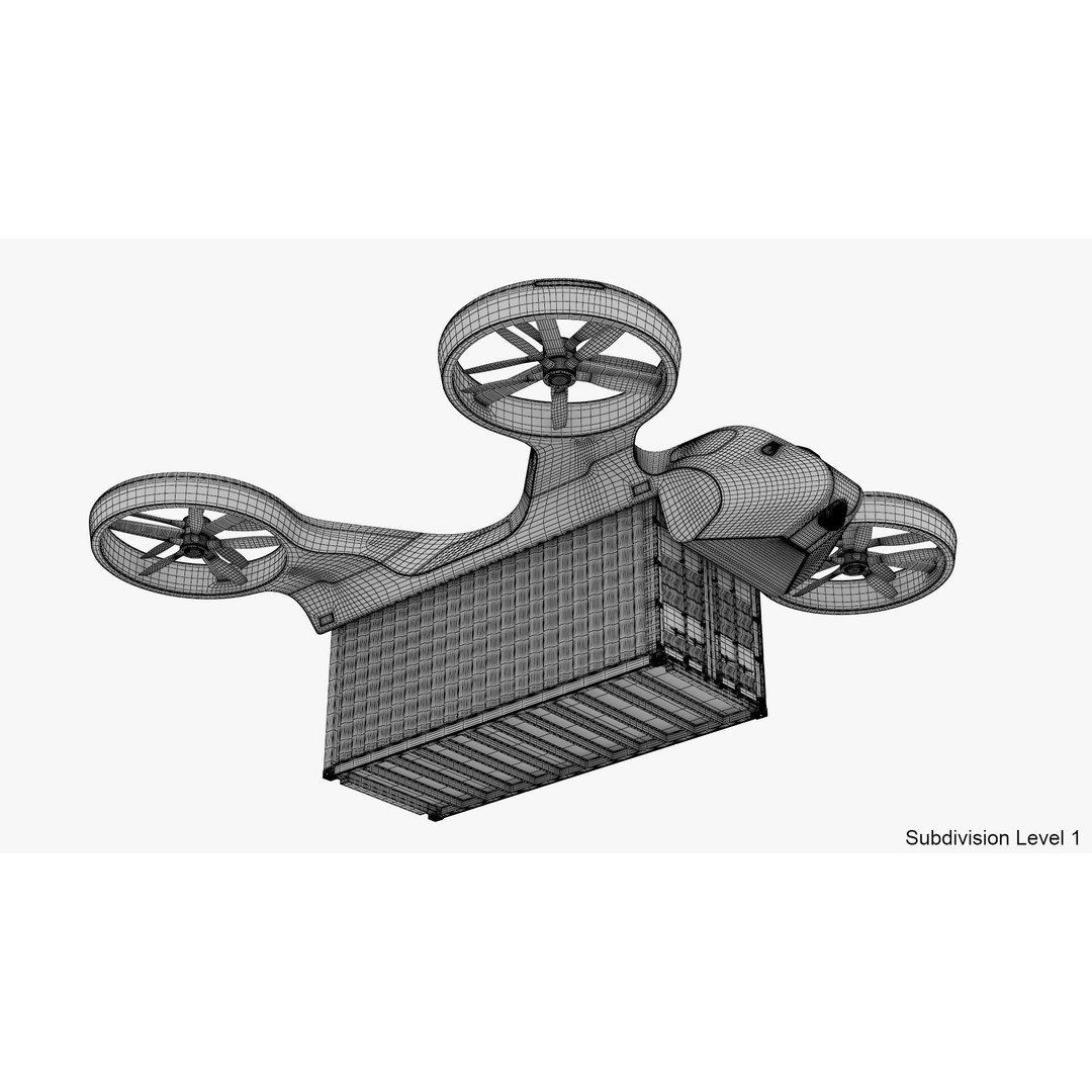 Cargo Drone 3D Model – High Poly Delivery UAV, Blender & FBX