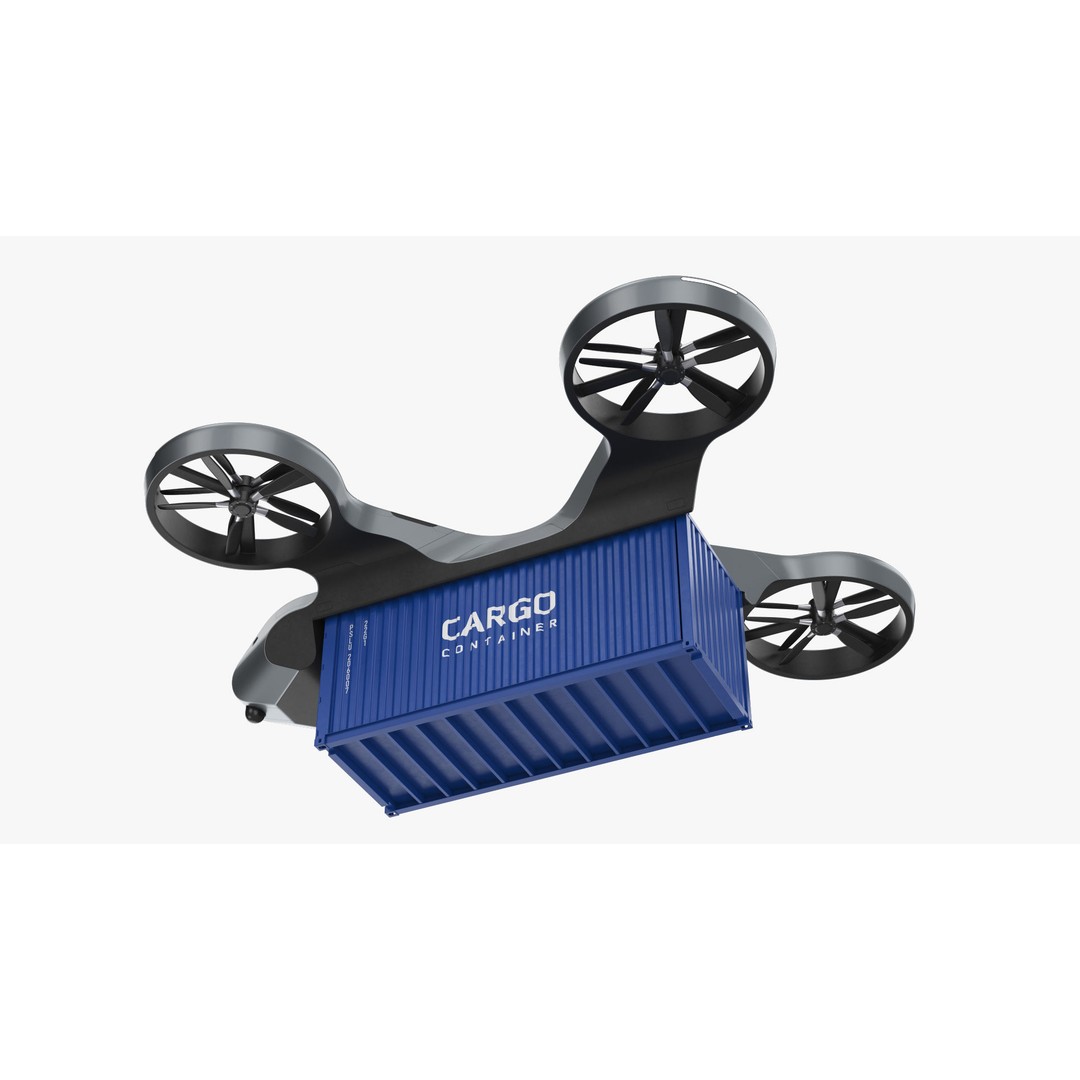 Cargo Drone 3D Model – High Poly Delivery UAV, Blender & FBX - View 10