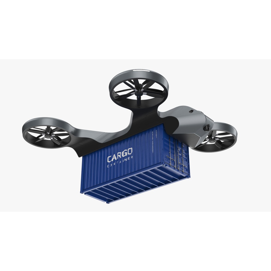 Cargo Drone 3D Model – High Poly Delivery UAV, Blender & FBX - View 11