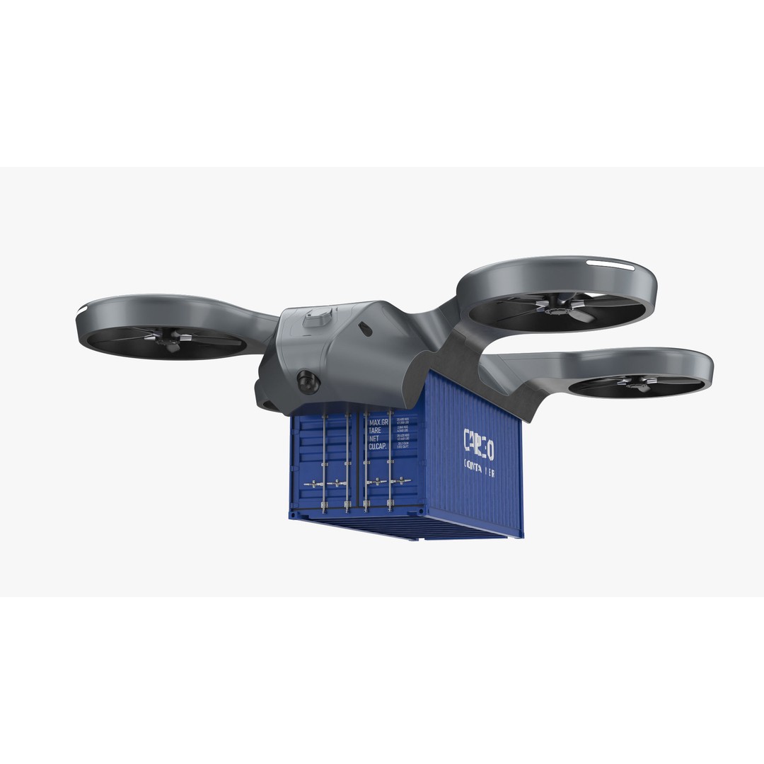 Cargo Drone 3D Model – High Poly Delivery UAV, Blender & FBX - View 12