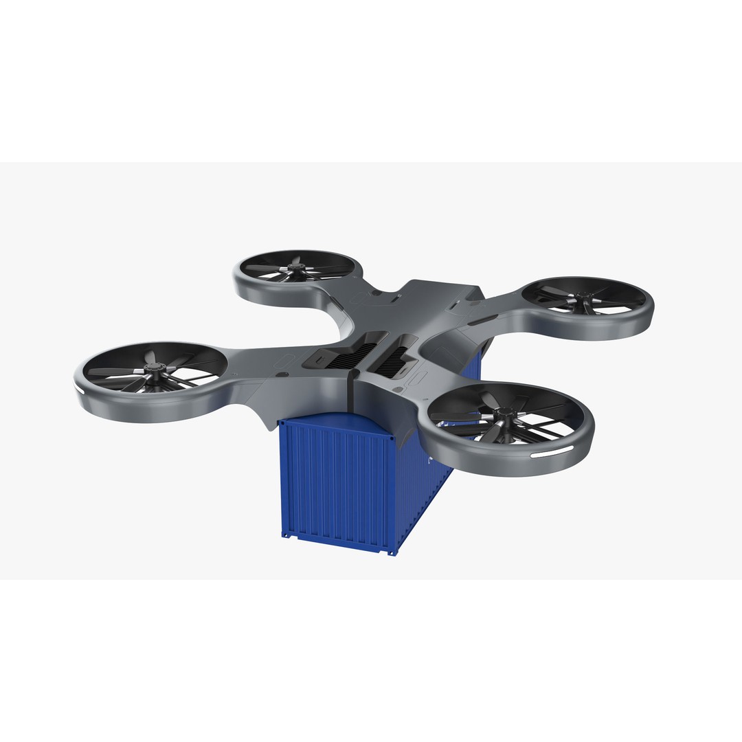 Cargo Drone 3D Model – High Poly Delivery UAV, Blender & FBX - View 13