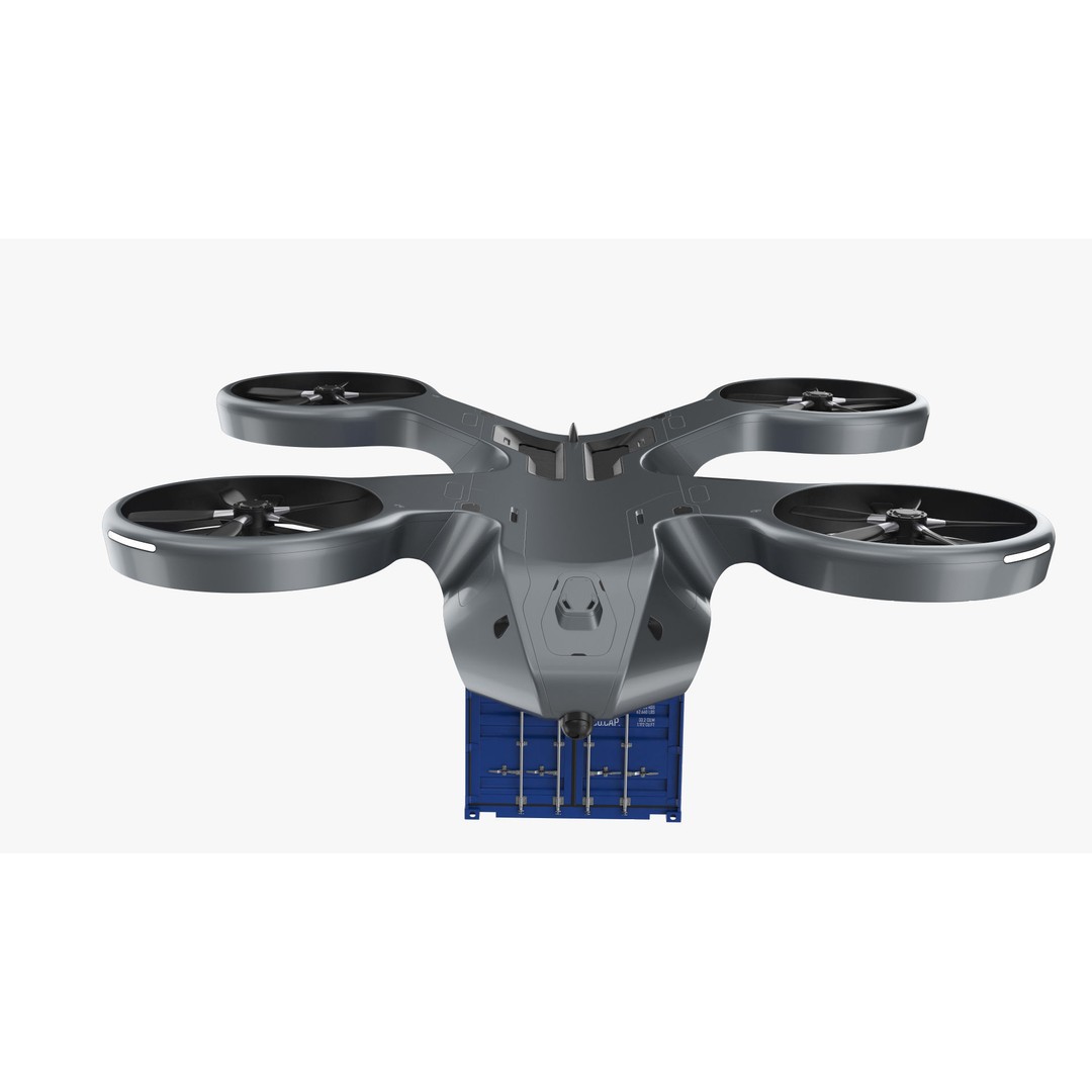 Cargo Drone 3D Model – High Poly Delivery UAV, Blender & FBX - View 14