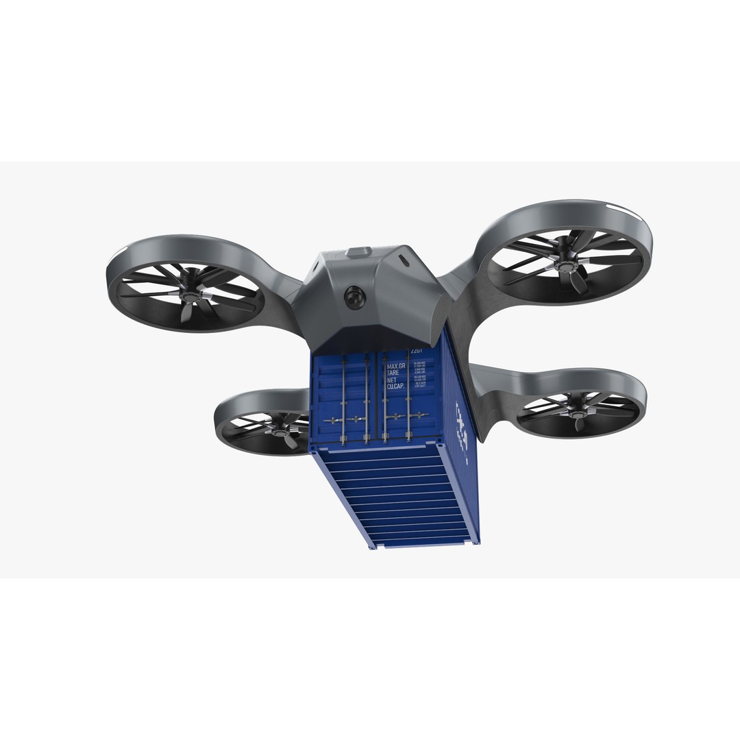 Cargo Drone 3D Model – High Poly Delivery UAV, Blender & FBX - View 15
