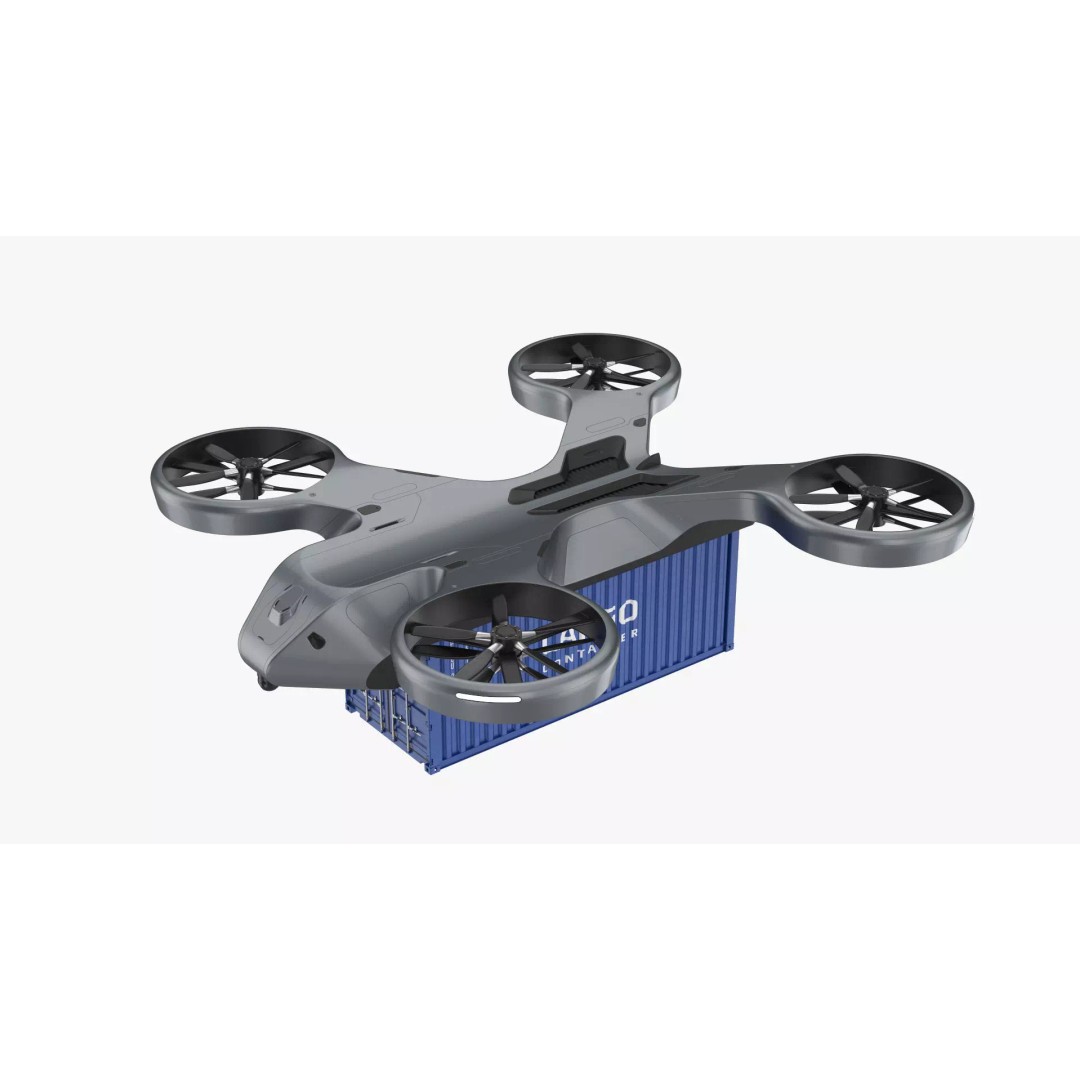 Cargo Drone 3D Model – High Poly Delivery UAV, Blender & FBX - View 2