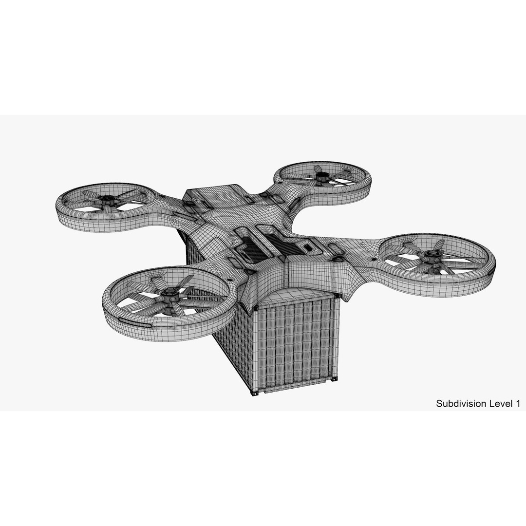 Cargo Drone 3D Model – High Poly Delivery UAV, Blender & FBX - View 20