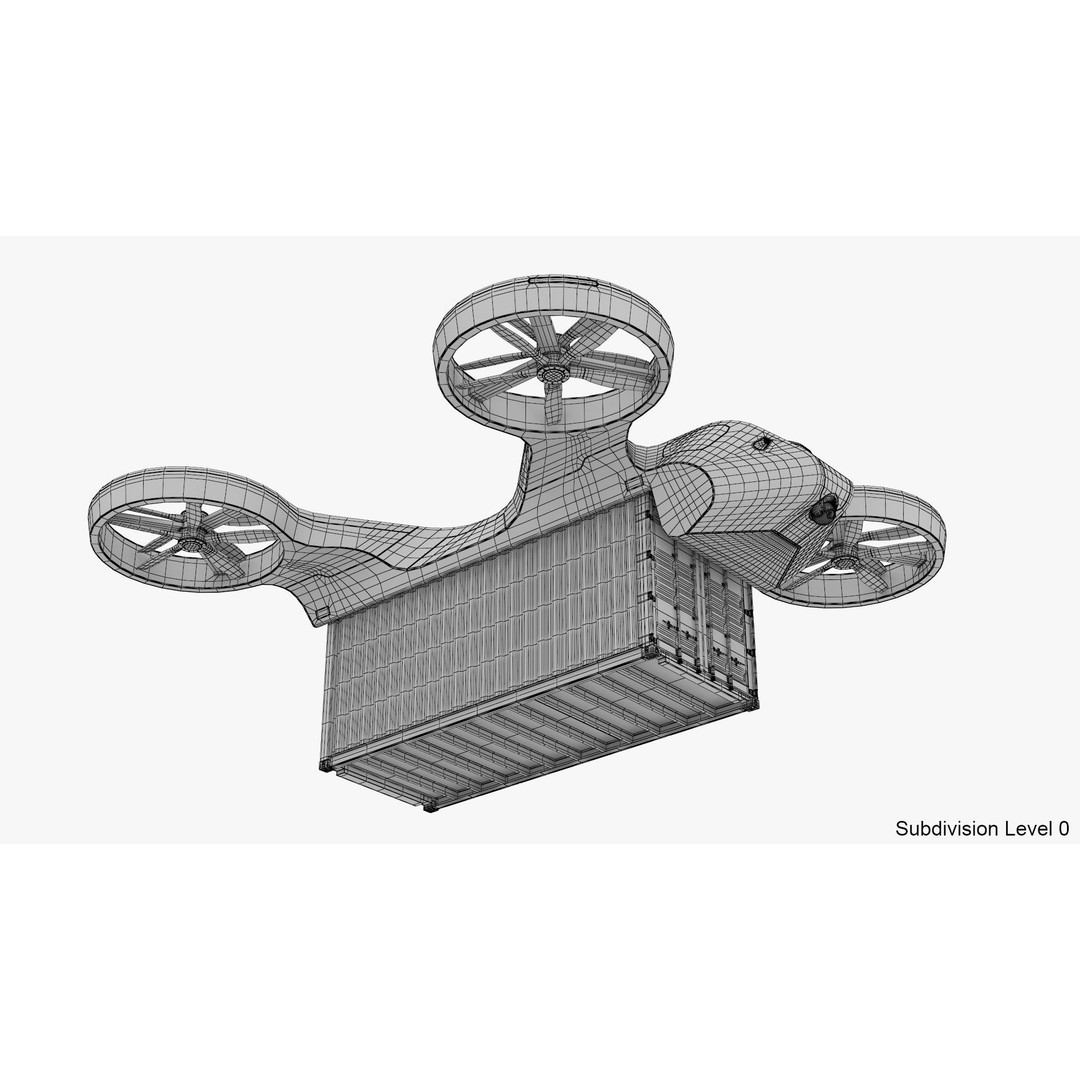 Cargo Drone 3D Model – High Poly Delivery UAV, Blender & FBX - View 21