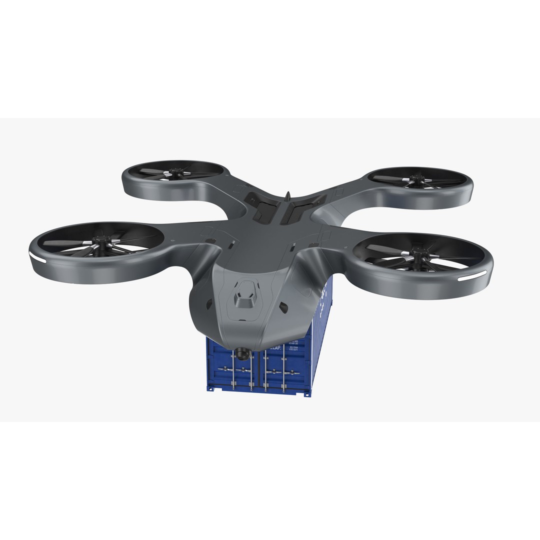 Cargo Drone 3D Model – High Poly Delivery UAV, Blender & FBX - View 3