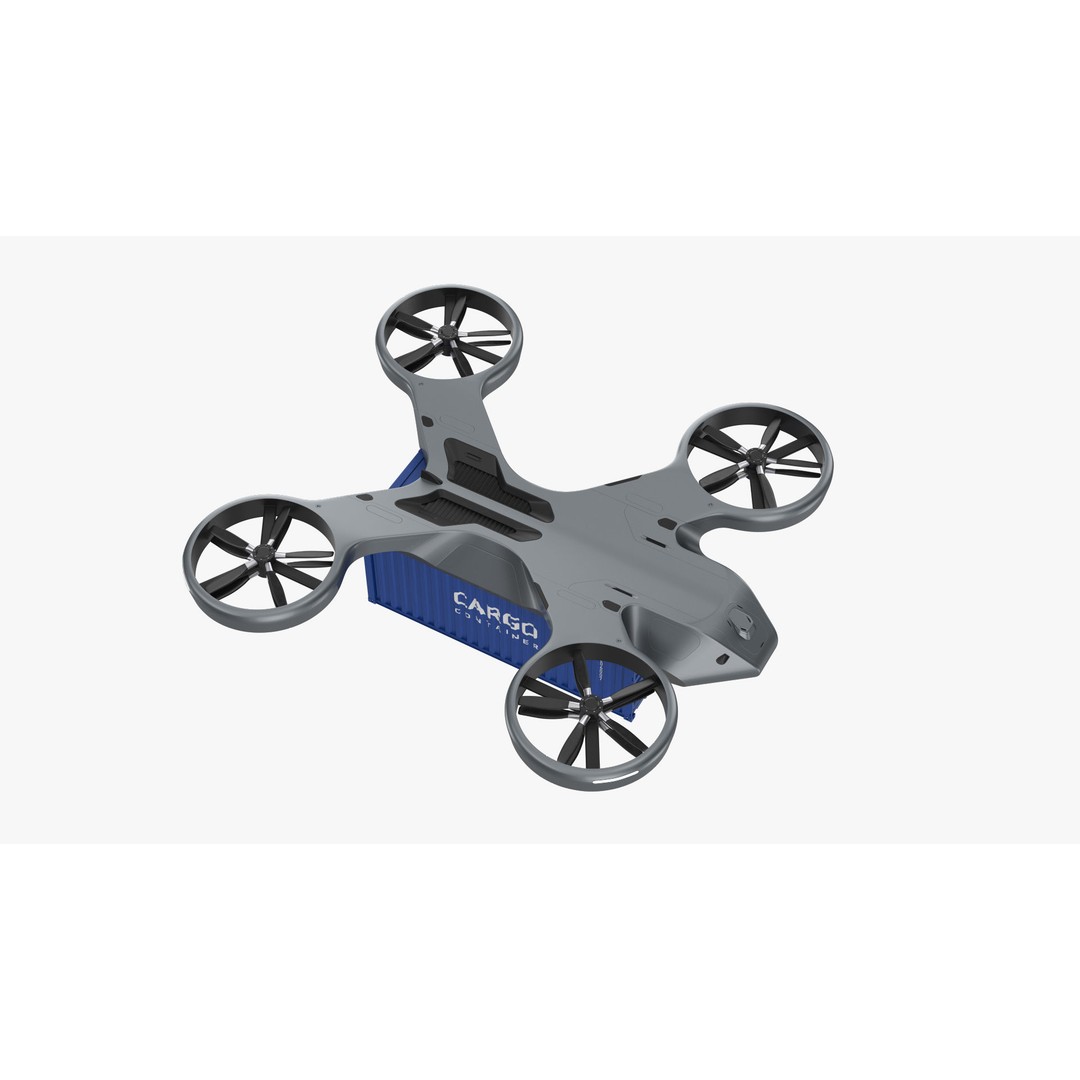 Cargo Drone 3D Model – High Poly Delivery UAV, Blender & FBX - View 4