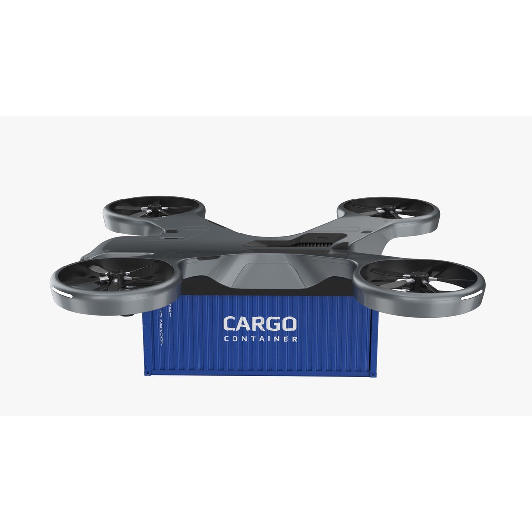 Cargo Drone 3D Model – High Poly Delivery UAV, Blender & FBX - View 5