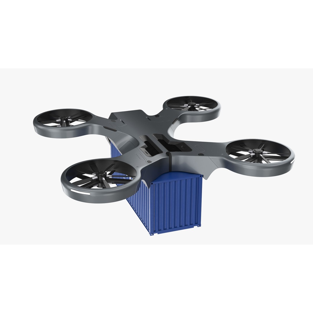 Cargo Drone 3D Model – High Poly Delivery UAV, Blender & FBX - View 6