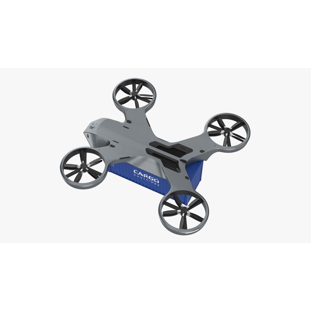 Cargo Drone 3D Model – High Poly Delivery UAV, Blender & FBX - View 7