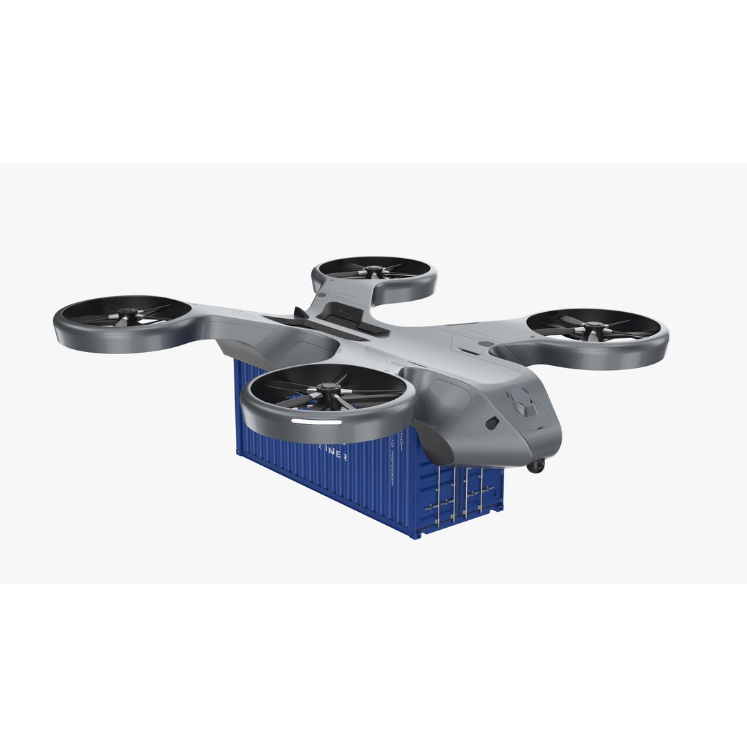 Cargo Drone 3D Model – High Poly Delivery UAV, Blender & FBX - View 8