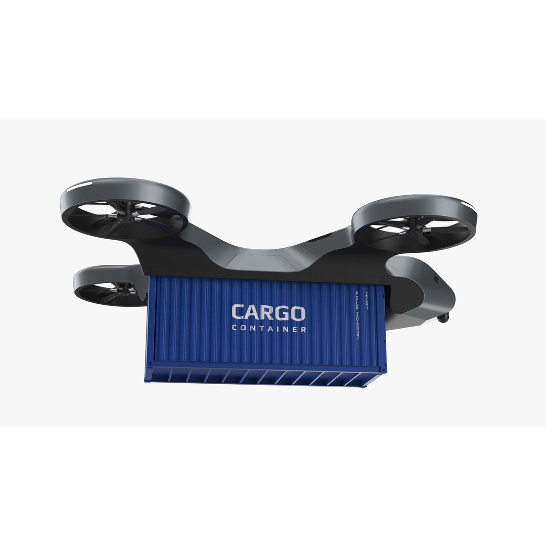 Cargo Drone 3D Model – High Poly Delivery UAV, Blender & FBX - View 9