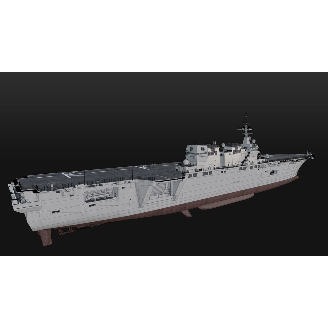 JMSDF Izumo Class Helicopter Carrier 3D Model – PBR Game Asset, Blender