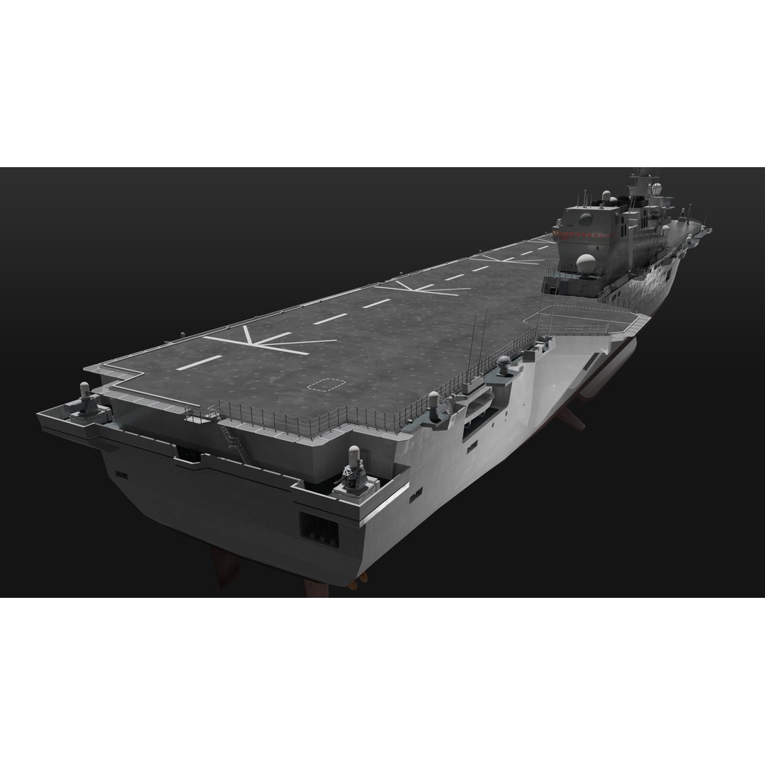JMSDF Izumo Class Helicopter Carrier 3D Model – PBR Game Asset, Blender - View 12