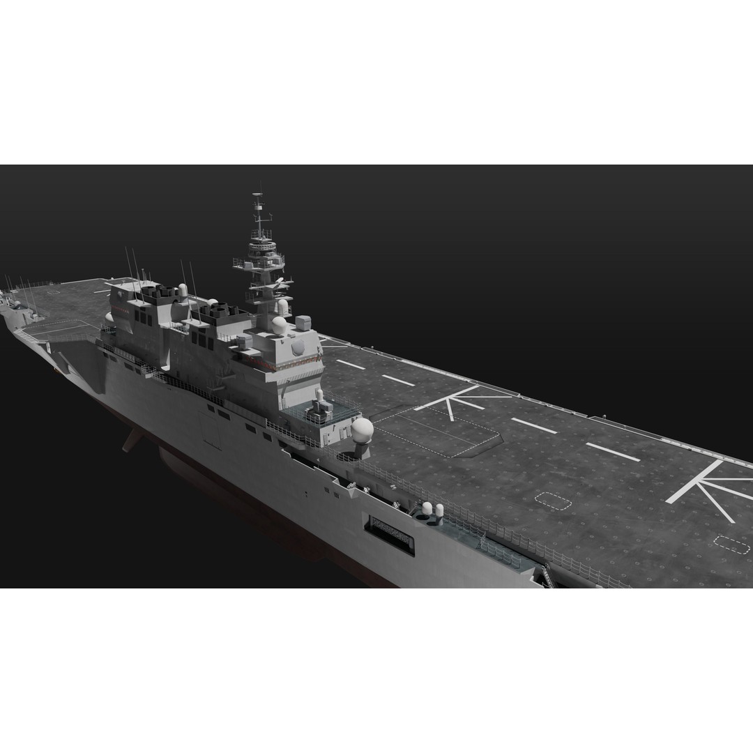 JMSDF Izumo Class Helicopter Carrier 3D Model – PBR Game Asset, Blender - View 15