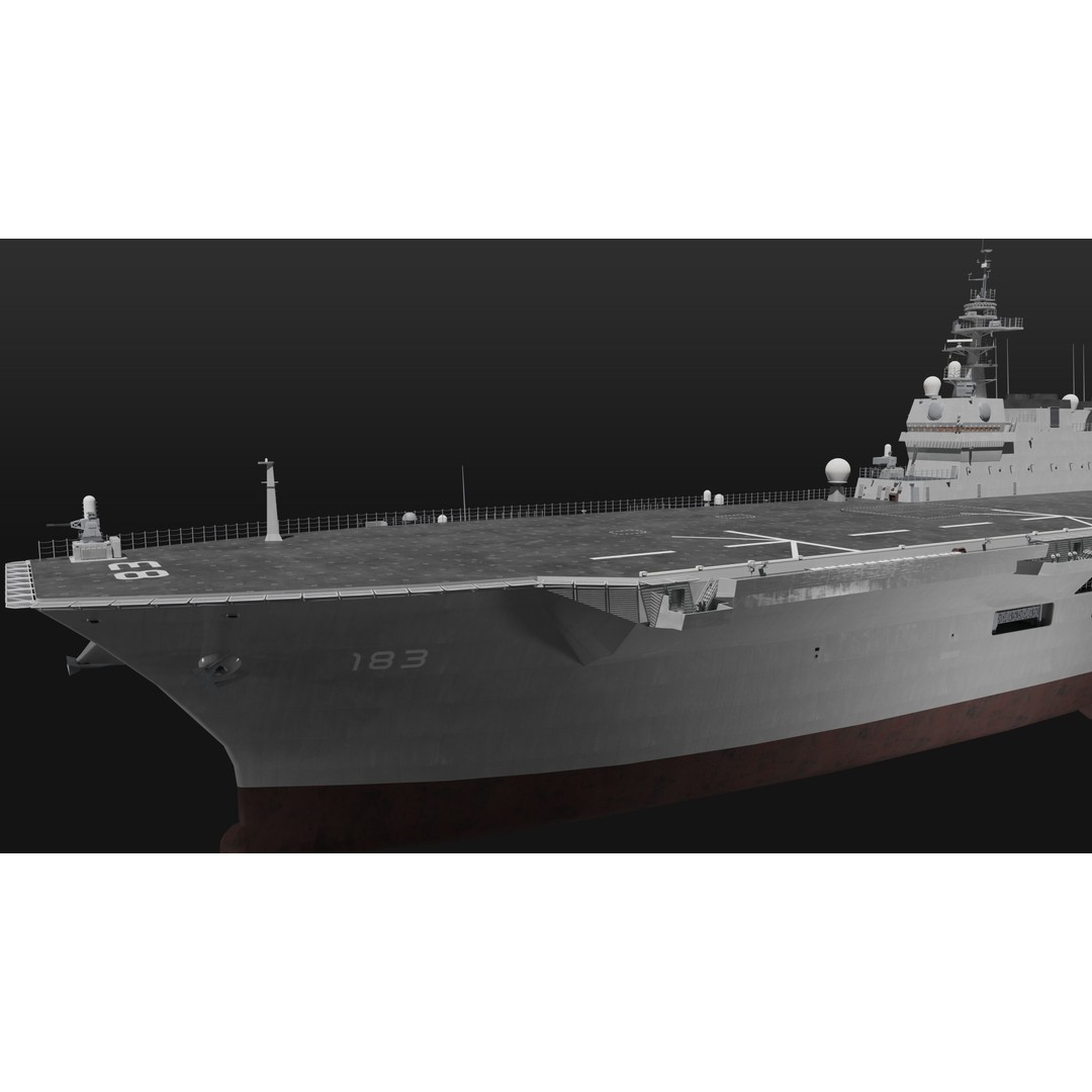 JMSDF Izumo Class Helicopter Carrier 3D Model – PBR Game Asset, Blender - View 18