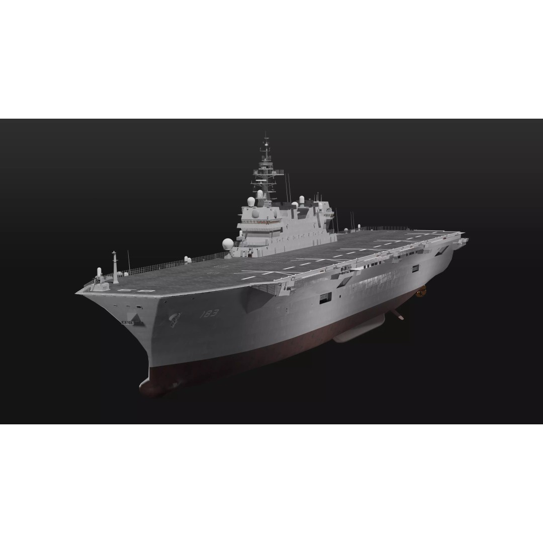 JMSDF Izumo Class Helicopter Carrier 3D Model – PBR Game Asset, Blender - View 2