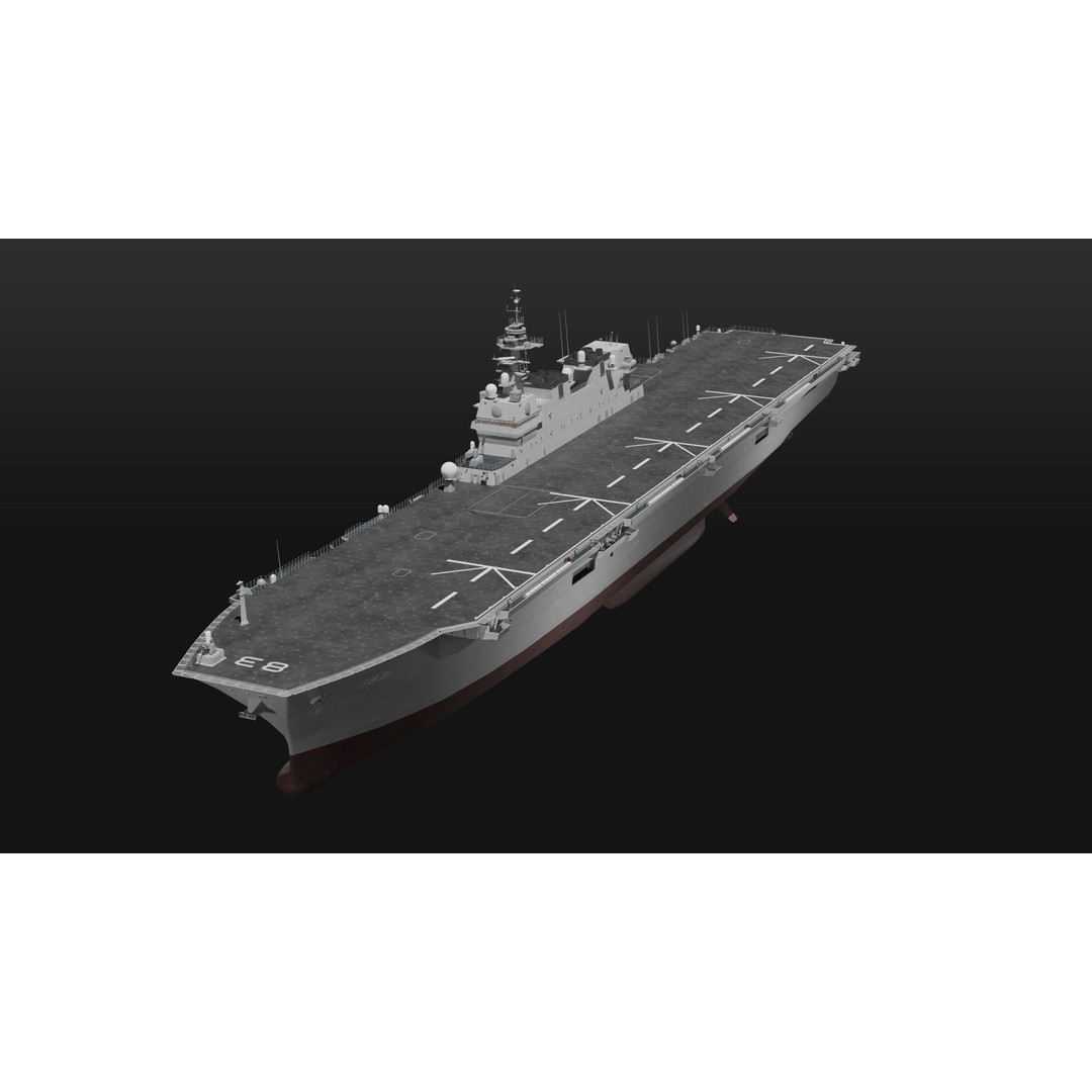 JMSDF Izumo Class Helicopter Carrier 3D Model – PBR Game Asset, Blender - View 3