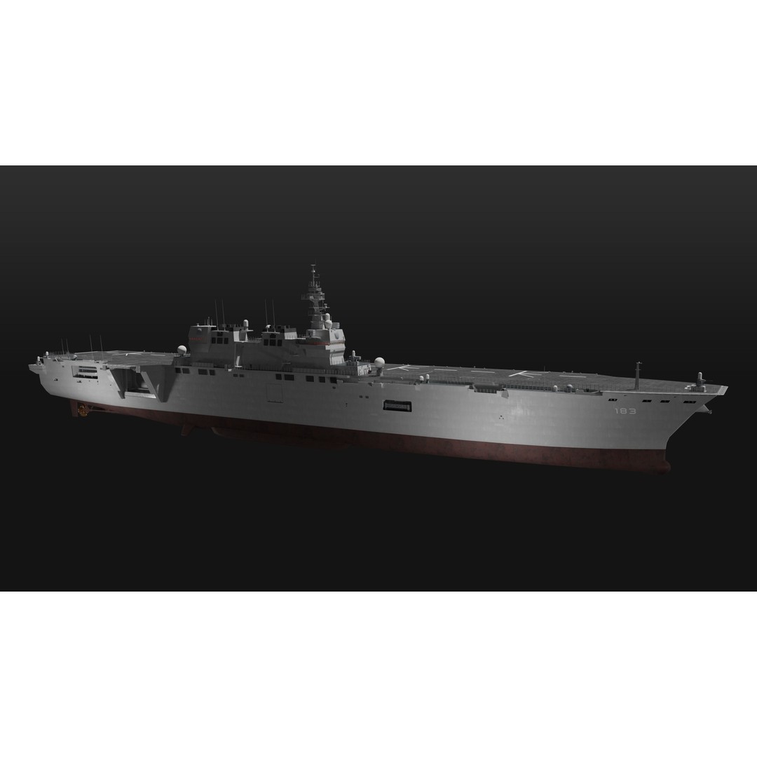 JMSDF Izumo Class Helicopter Carrier 3D Model – PBR Game Asset, Blender - View 4