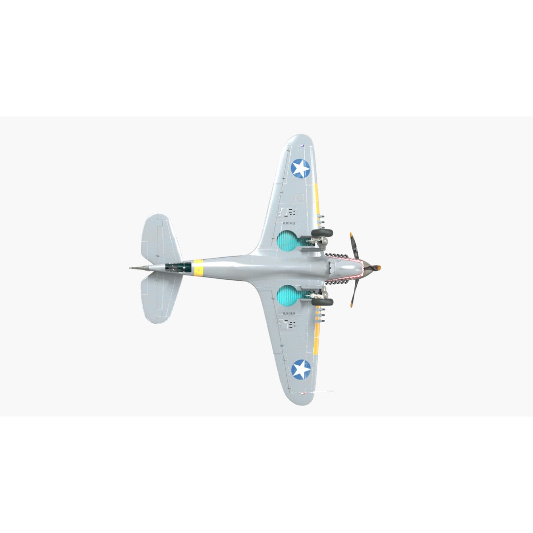 Curtiss P-40 Warhawk 3D Model – Low Poly Game Ready Aircraft, FBX - View 10
