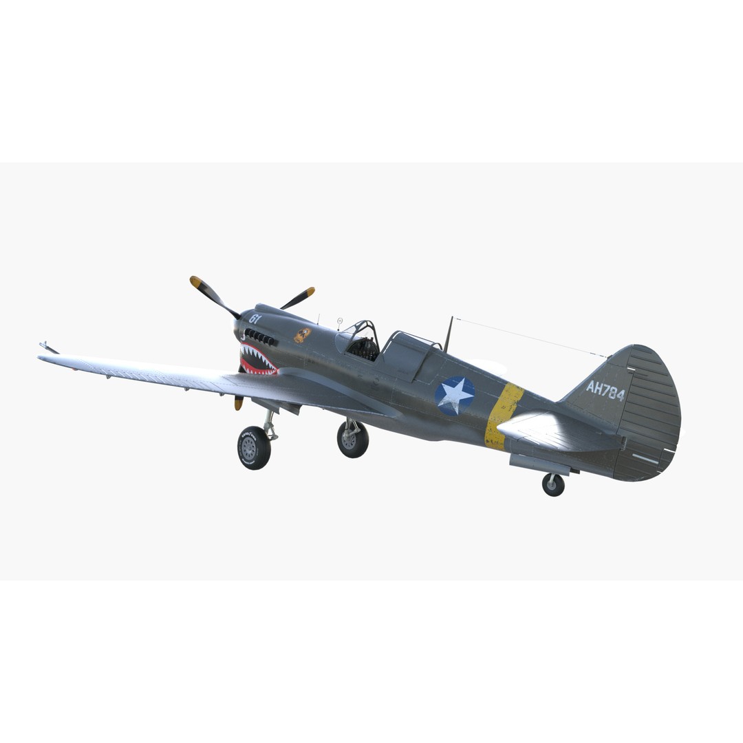 Curtiss P-40 Warhawk 3D Model – Low Poly Game Ready Aircraft, FBX - View 11