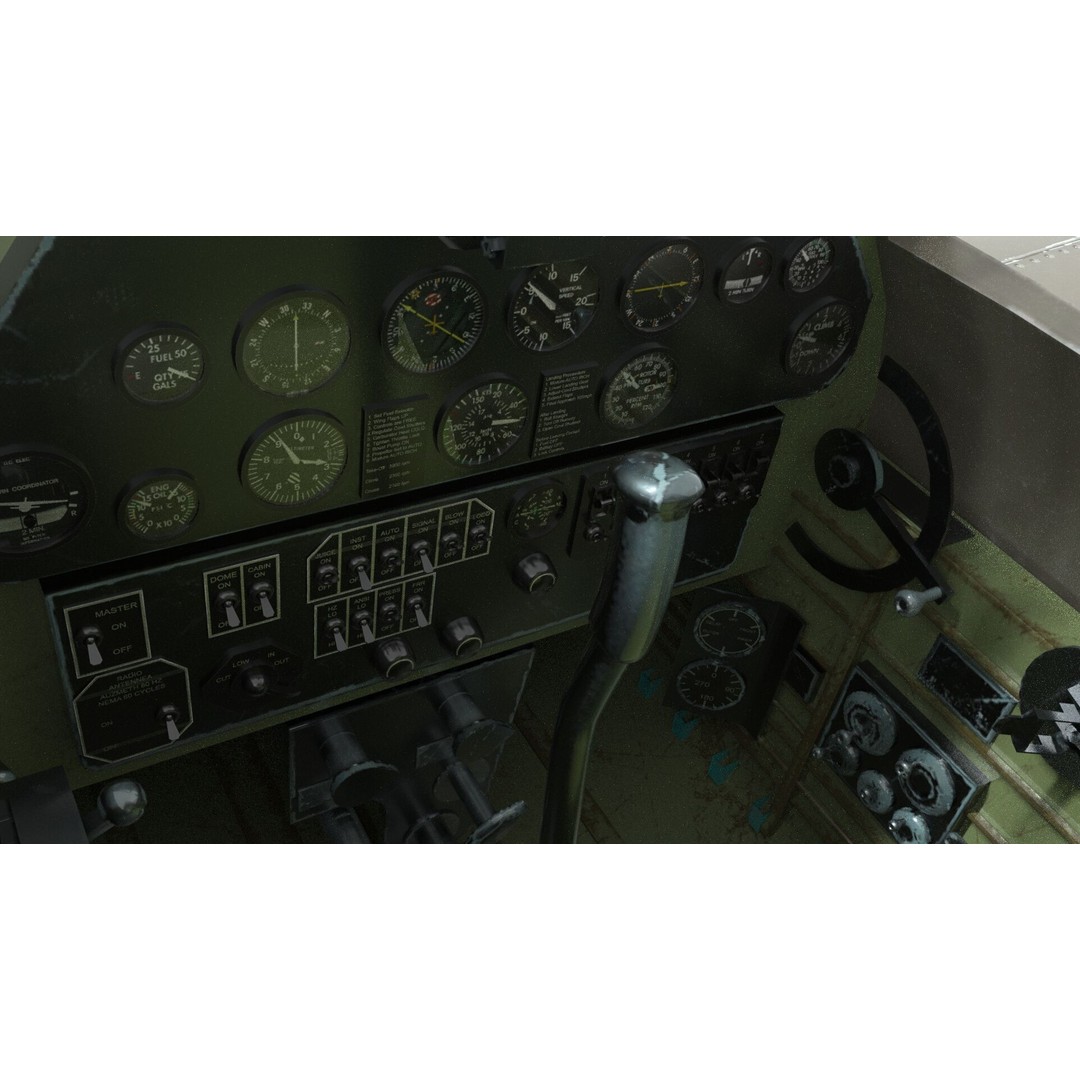 Curtiss P-40 Warhawk 3D Model – Low Poly Game Ready Aircraft, FBX - View 14
