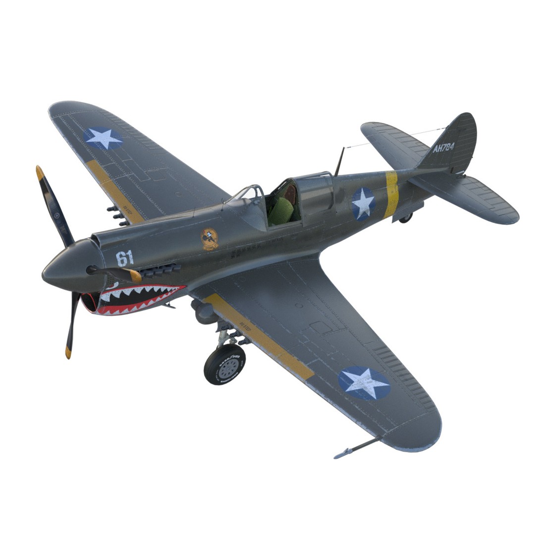 Curtiss P-40 Warhawk 3D Model – Low Poly Game Ready Aircraft, FBX - View 17