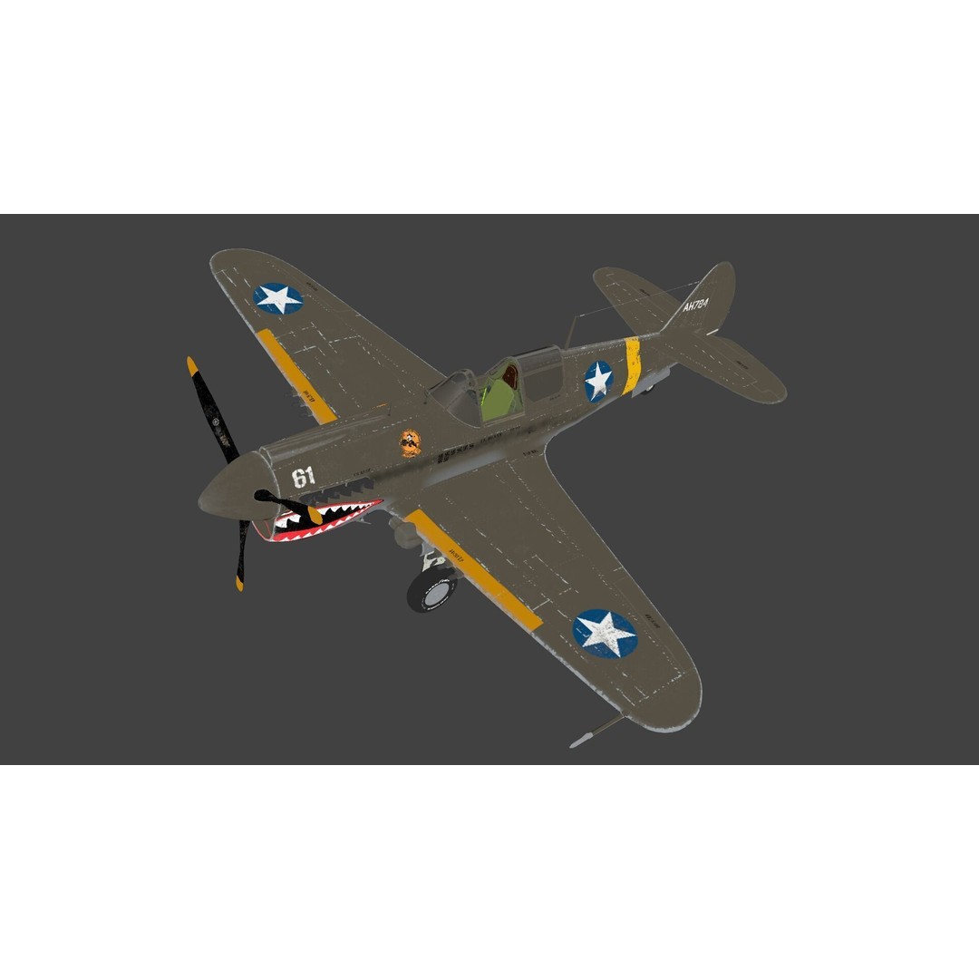 Curtiss P-40 Warhawk 3D Model – Low Poly Game Ready Aircraft, FBX - View 18