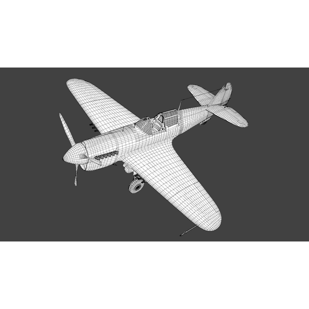 Curtiss P-40 Warhawk 3D Model – Low Poly Game Ready Aircraft, FBX - View 20