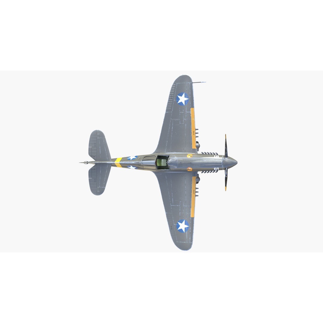 Curtiss P-40 Warhawk 3D Model – Low Poly Game Ready Aircraft, FBX - View 8