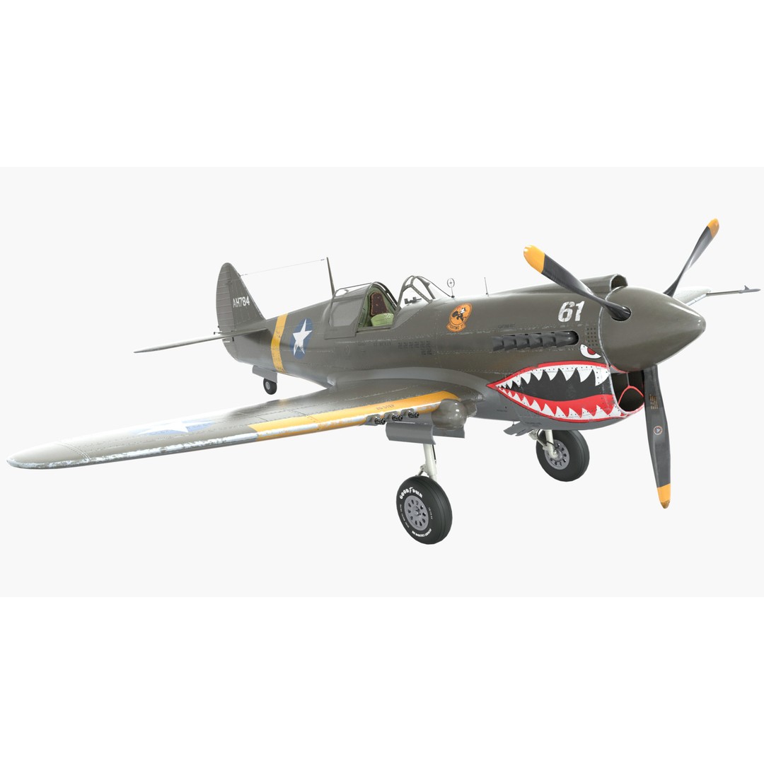 Curtiss P-40 Warhawk 3D Model – Low Poly Game Ready Aircraft, FBX - View 9