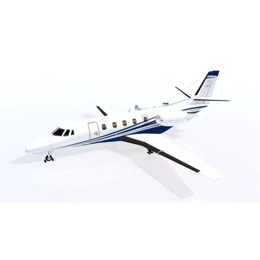 Cessna Citation Excel 3D Model – Low Poly Jet, FBX, OBJ Formats - View 2