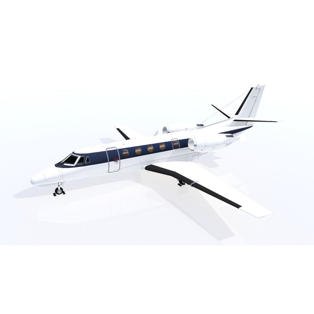 Cessna Citation Excel 3D Model – Low Poly Jet, FBX, OBJ Formats - View 4