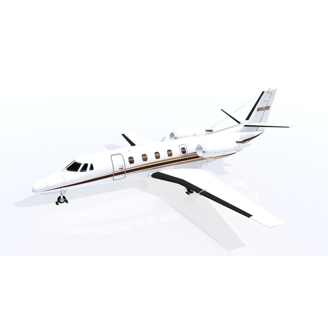 Cessna Citation Excel 3D Model – Low Poly Jet, FBX, OBJ Formats - View 5