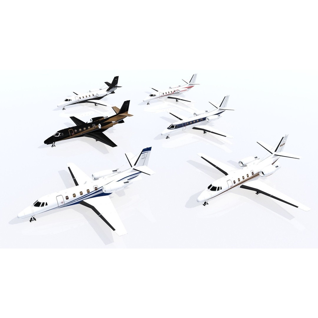 Cessna Citation Excel 3D Model – Low Poly Jet, FBX, OBJ Formats - View 8