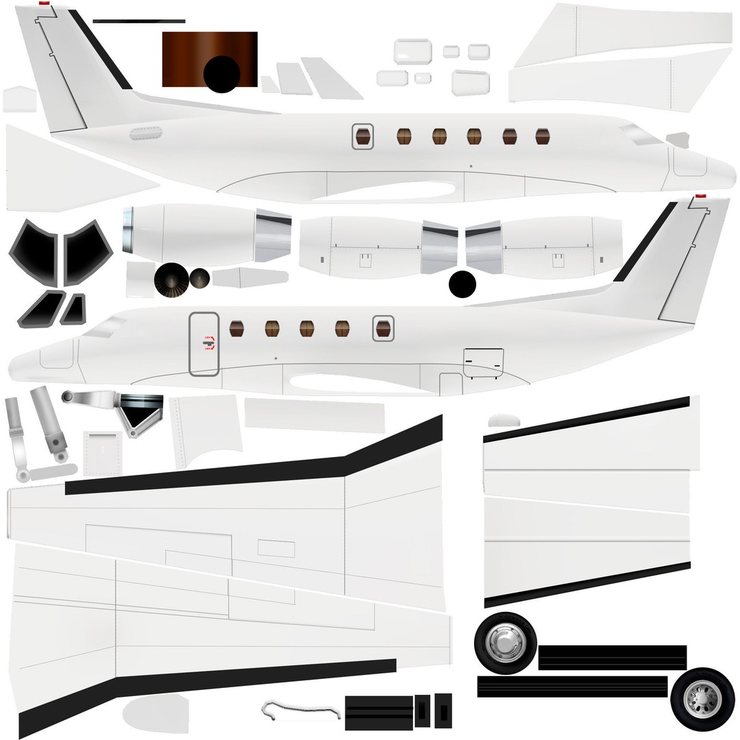 Cessna Citation Excel 3D Model – Low Poly Jet, FBX, OBJ Formats - View 9