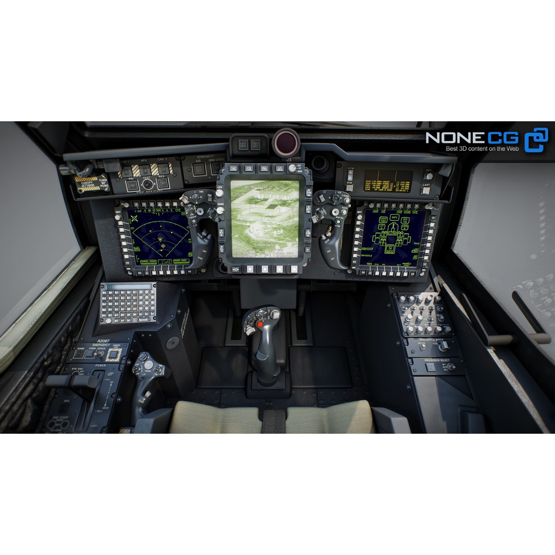 Boeing AH-64D Apache Longbow Cockpit 3D Model – High Poly PBR Asset, FBX - View 13