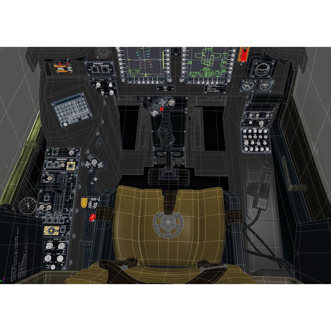 Boeing AH-64D Apache Longbow Cockpit 3D Model – High Poly PBR Asset, FBX - View 19