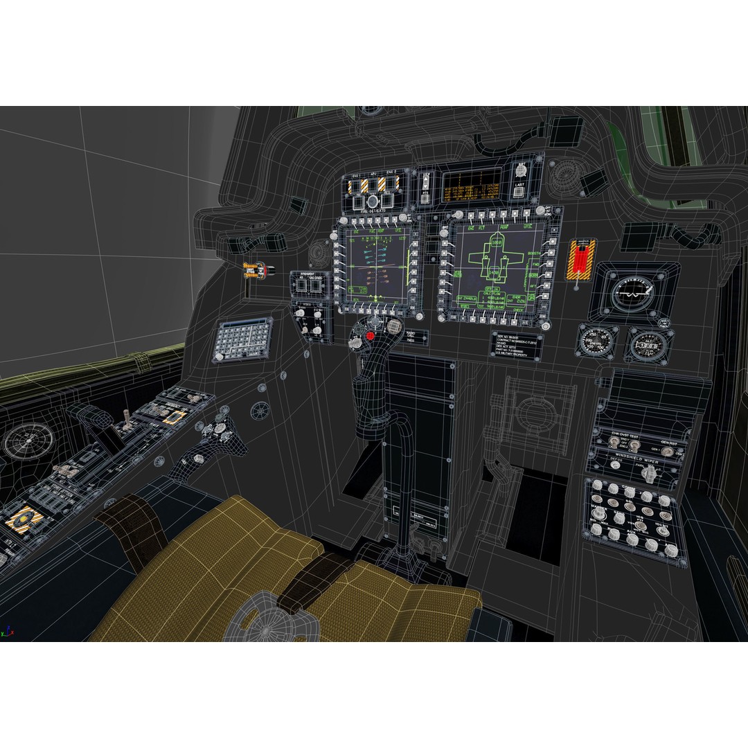 Boeing AH-64D Apache Longbow Cockpit 3D Model – High Poly PBR Asset, FBX - View 5
